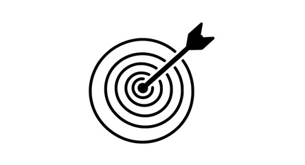 Bullseye hit, target achieved, arrow in center, success symbol, goal concept, focus on precision, accurate aim, hitting the mark, achievement icon, vector illustration, graphic design