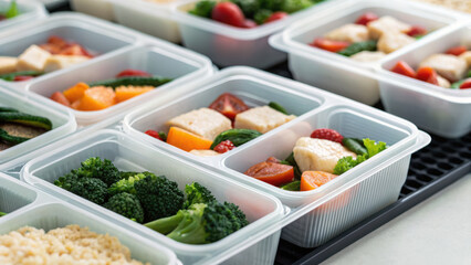 Intermittent Fasting Success Concept. Healthy meal prep containers filled with colorful vegetables and proteins, perfect for organized eating