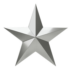 Obraz premium Shimmering metallic five-pointed star symbol with realistic 3d rendered lighting effects transparent background
