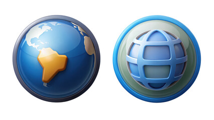 Globe icons with south america and grid pattern on black background