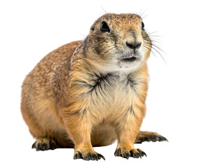 Fototapeta premium A close-up portrait of a small, furry, rodent-like mammal with brown fur and whiskers, isolated on a transparent background