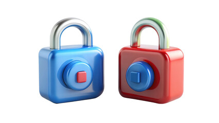 Two colorful combination padlocks side by side