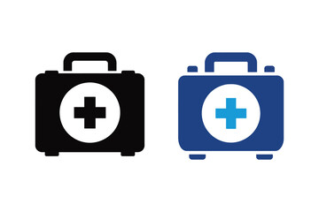 Fototapeta premium first aid kit icons in black and blue colors