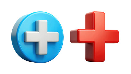 Obraz premium 3d rendering of blue pill and red cross medical symbols