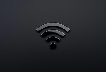 3D vector illustration of a wireless wifi router network icon on a black background as a modern web technology symbol for business internet signal connection