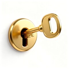 Key to Success &ndash; Gold Key and Keyhole Illustration