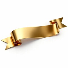 Elegant Gold Ribbon Banner Isolated on White Background