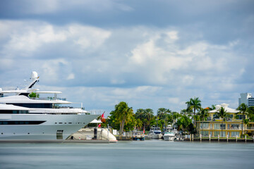 Boats and yachts in Fort Lauderdale Florida 2025. Long exposure to blur nautical traffic and smoothen water