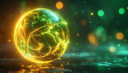 Obraz premium An abstract 3d illustration of the planet earth glowing in a dark blue galaxy universe filled with stars and technological light