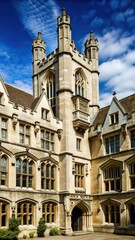 Fototapeta premium Timeless architecture of Balliol College stands proudly amidst Oxford Universitys iconic quadrangle