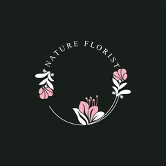 Wreaths Flower logo design botanical. Boutique, Spa, and wedding