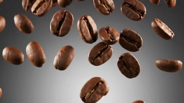 Freshly roasted coffee beans floating in a delightful culinary display