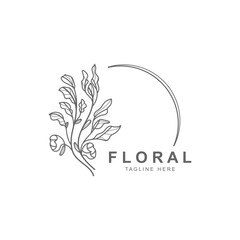 Floral frame round shape emblem logo leave circle style boutique background
