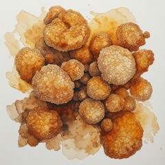 Abstract Watercolor Texture of Golden Brown Organic Blobs &mdash; Earthy, Rustic Background for Food, Wellness, and Natural Branding Concepts