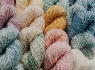 Soft Pastel Hand-Dyed Yarn Skeins in Rainbow Hues &mdash; Perfect for Knitting, Crochet, Craft Projects and Cozy Lifestyle Branding