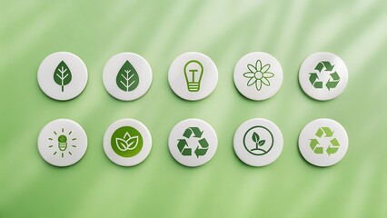 Eco friendly icons for sustainable living and green business practices