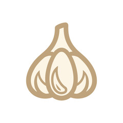Garlic bulb illustration with detailed outline and natural color scheme for culinary purposes.
