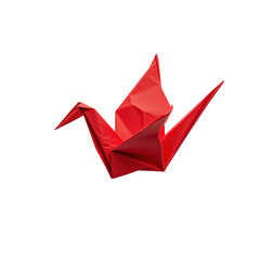 Crafting a red origami crane art studio paper model creative space close-up artistic expression