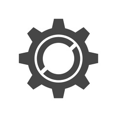 Gear Icon with Circular Cutout, Symbolizing Settings and Configuration.