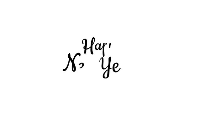 Happy New Year Handwritten Calligraphy Text Writing Animation, Green Screen