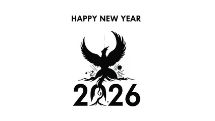Symbolic phoenix rising with 2026, celebrating new beginnings and hope