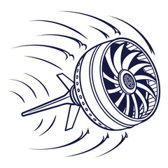 Close up of rotating turbine blades motion blur industrial