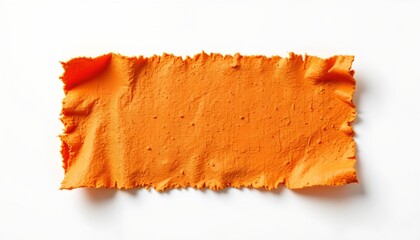 A close up view of a piece of orange fabric with visible texture and a slightly rumpled appearance. The fabric occupies most of the frame, leaving little background detail in sight