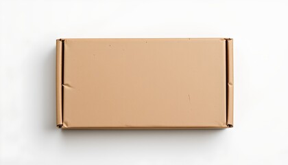 A simple scene: a brown cardboard box that appears to be sealed shut with tape on a flat surface against a white background.