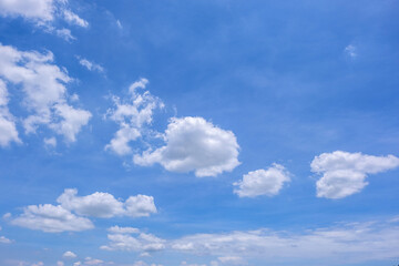 Fototapeta premium clear blue sky background,clouds with background, Blue sky background with tiny clouds. White fluffy clouds in the blue sky. 
