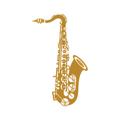 Golden Saxophone Musical Instrument Illustration.