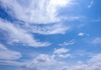 clear blue sky background,clouds with background, Blue sky background with tiny clouds. White fluffy clouds in the blue sky. 