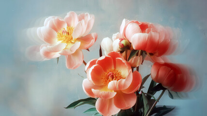 Delicate peonies in soft light