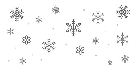 モノクロの雪の結晶の壁紙　パターン　背景イラスト　ベクター素材