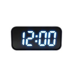 Digital clock displaying 1200. Clean modern electronic time display ideal for UI, apps, dashboards, and design mockups. Isolated on white or transparent background. PNG format.