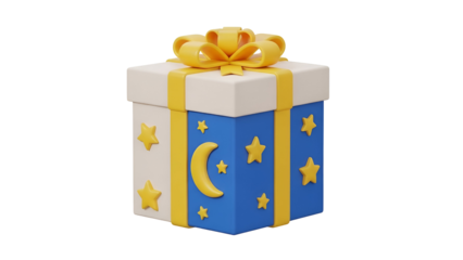 Whimsical gift box with stars and moon
