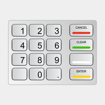 Automated Teller Machine keypad. ATM keyboard. Banking and Finance concept. Editable EPS 10 vector graphic illustration.