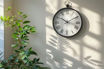 Clock on wall with green background showing time