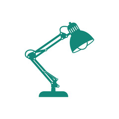Green Desk Lamp Illustration - Adjustable Arm and Focused Light Source.