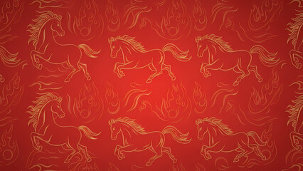 Fototapeta premium Seamless Chinese New Year background inspired by 2026 year of the fire horse