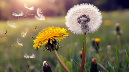 Dandelion in Golden Hour Light with Soft Focus and Cinematic Depth