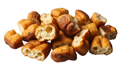 Fried bread chunks isolated on transparent background