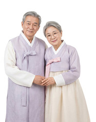 한복 입은 한국인 할머니 할아버지 - 노부부
