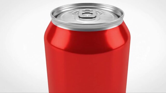 Bright red aluminum beverage can with a silver pull-tab top against a clean white background