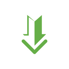 Green Downward Arrow Symbol - Direction, Navigation, and Visual Communication.