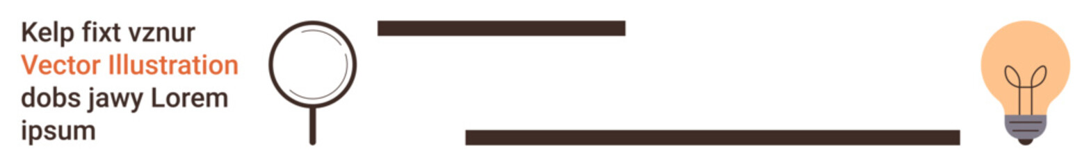 Obraz premium Creativity, problem-solving, innovation, idea generation, research, exploration. Minimalist design of a magnifying glass, horizontal lines and a lightbulb icon. Creativity and problem-solving
