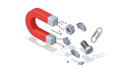 Obraz premium Magnet attracting various metal objects