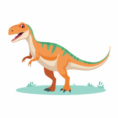 Fototapeta premium Cartoon dinosaur illustration standing on a patch of grass vector graphic