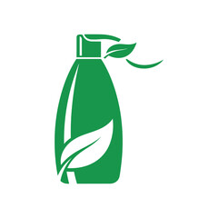 Green Eco-Friendly Lotion Bottle with Leaves.