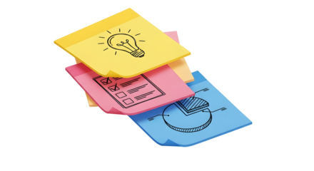 Colorful sticky notes with illustrations