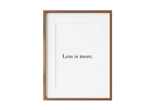 A rustic wooden framed empty picture frame with a white mat isolated on transparent background